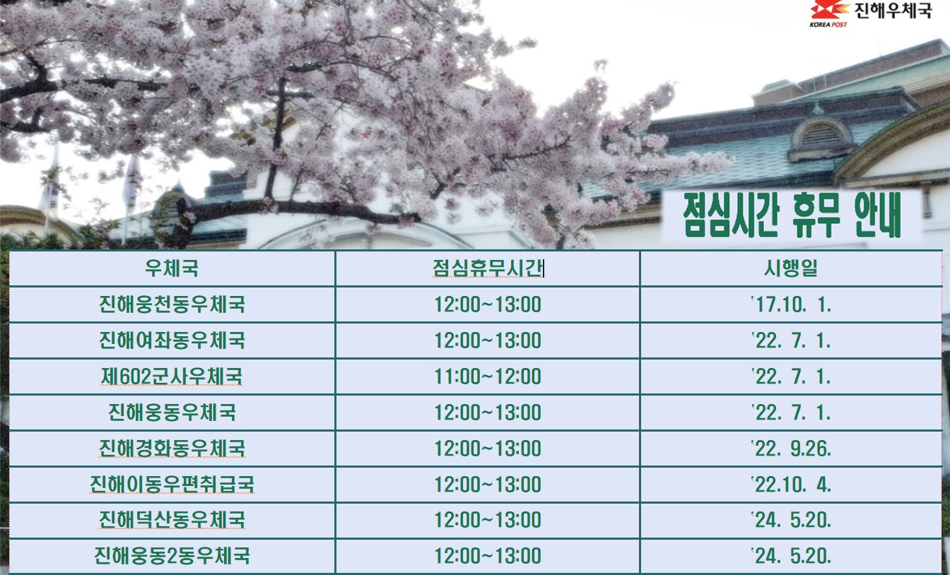 점심시간 휴무 안내