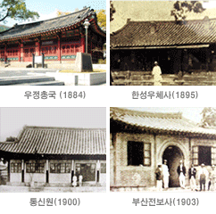 우정총국(1884), 한성우체사(1895), 통신원(1900), 부산전보사(1903)